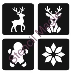 Glittertattoo stencils kerst set van 10